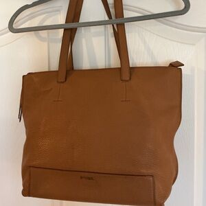 Fossil pebble leather shoulder bag with double straps